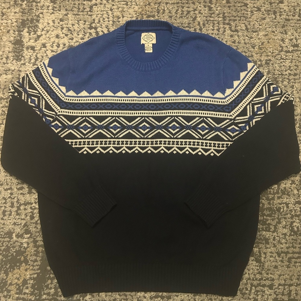 Blue and Black Geometric Sweater
